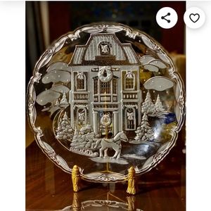 Vintage Walther Glas Germany Etched Christmas Scene Plate
